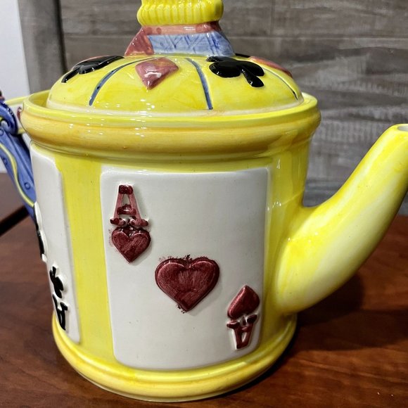 Vintage Fitz and Floyd Omnibus King Playing Cards ACES Tea Pot (25 oz) 1993 - Picture 4 of 6